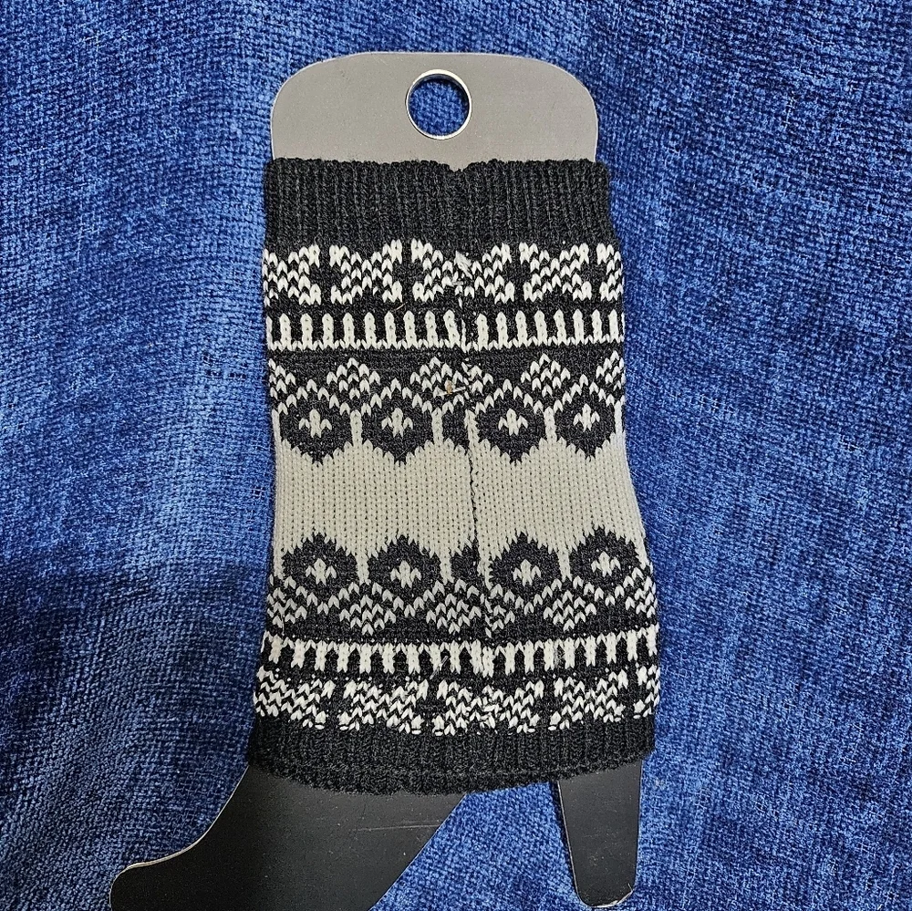 Esprit Black White Cream Knit Boot Toppers - Picture 3 of 6